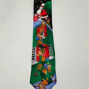 Hallmark Vintage Funny Santa & Reindeers Green & Gold Silk Tie